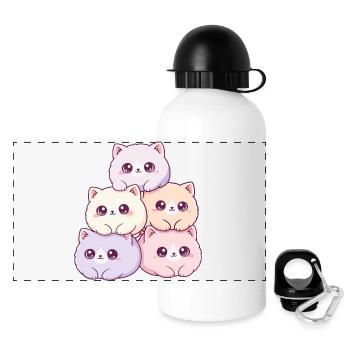 Pastel cats bunch cuddly happy - Panoramic Thermal Bottle with Lid 500 ml - white - Front