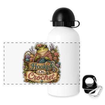 Hooked On Crochet Frosch - Panorama Trinkflasche mit Deckel 500 ml - Weiß - Vorne