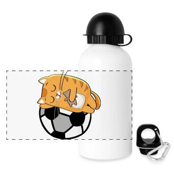 Cuddly kitten on football - Panoramic Thermal Bottle with Lid 500 ml - white - Front