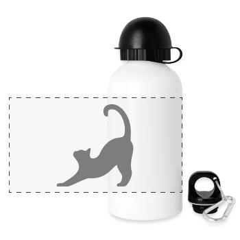 Katze grau - Panorama Trinkflasche mit Deckel 500 ml - Weiß - Vorne