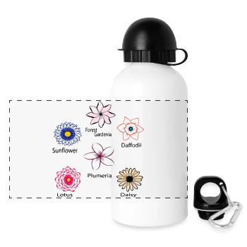 Types de fleurs - Gourde panoramique avec couvercle 500 ml - blanc - Devant