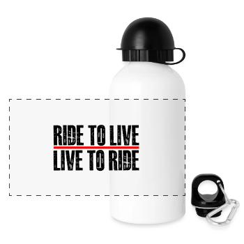 ride to live - live to ride - Panorama Trinkflasche mit Deckel 500 ml - Weiß - Vorne