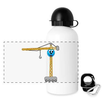 Grue pour enfants, grutier, chantier de construction - Gourde panoramique avec couvercle 500 ml - blanc - Devant