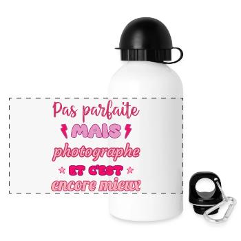 Pas parfaite mais photographe, idée cadeau photo - Gourde panoramique avec couvercle 500 ml - blanc - Devant