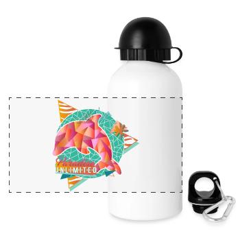 Paradise Unlimited (Low Poly Delfin) - Gourde panoramique avec couvercle 500 ml - blanc - Devant