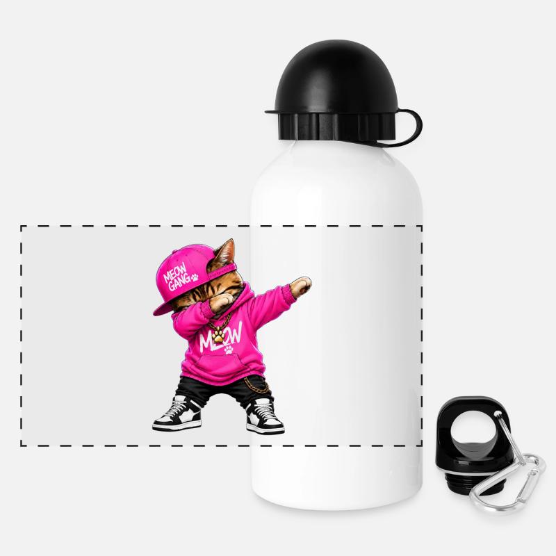 Dabbing Cat - Panoramic Thermal Bottle with Lid 500 ml - white