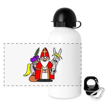 Sinterklaas avec Piet et le trio d’aventure cheval - Gourde panoramique avec couvercle 500 ml - blanc - Devant