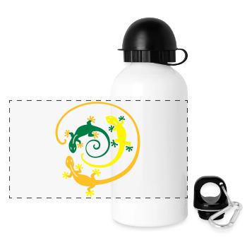 Gecko Spirale - Panorama Trinkflasche mit Deckel 500 ml - Weiß - Vorne