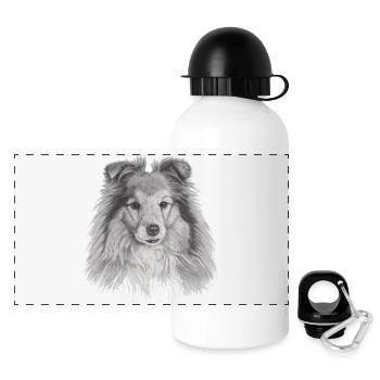 Shetland Schäferhund Sheltie - Panorama Trinkflasche mit Deckel 500 ml - Weiß - Vorne
