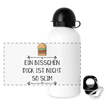 lustige Sprüche - Panorama Trinkflasche mit Deckel 500 ml - Weiß - Vorne