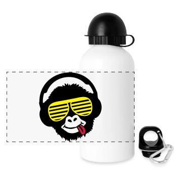 monkey_listen_music_pp3 - Panorama Trinkflasche mit Deckel 500 ml - Weiß - Vorne