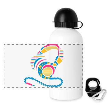 Kopfhörer Muster und Streifen - Panorama Trinkflasche mit Deckel 500 ml - Weiß - Vorne
