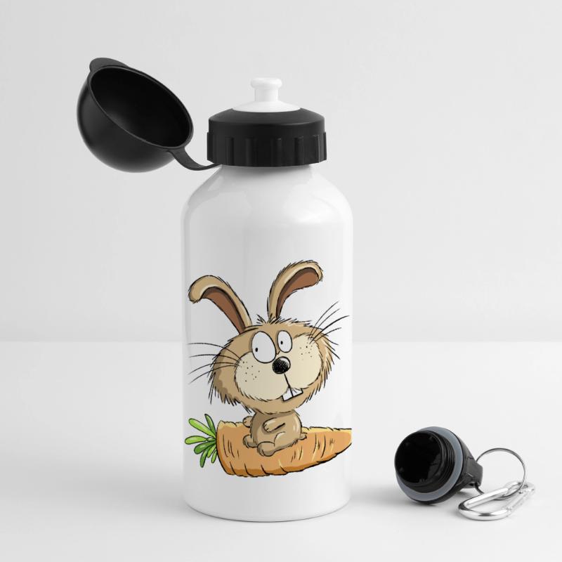 Rabbit With Carrot I Easter I Easter Comic Panoramic Thermal Bottle with Lid 500 ml