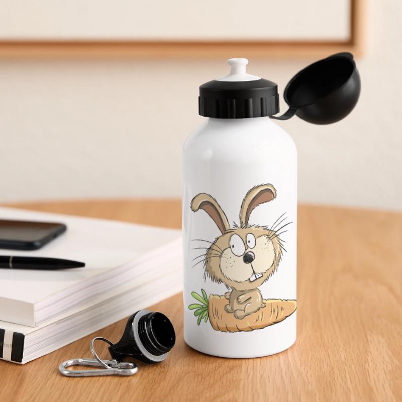 Rabbit With Carrot I Easter I Easter Comic Panoramic Thermal Bottle with Lid 500 ml