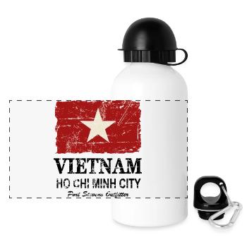 Vietnam Vintage Flag - Panoramic Thermal Bottle with Lid 500 ml - white - Front