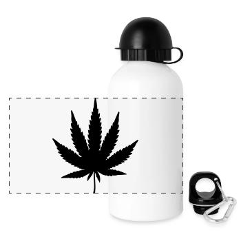 weed leaf design - Panorama Trinkflasche mit Deckel 500 ml - Weiß - Vorne