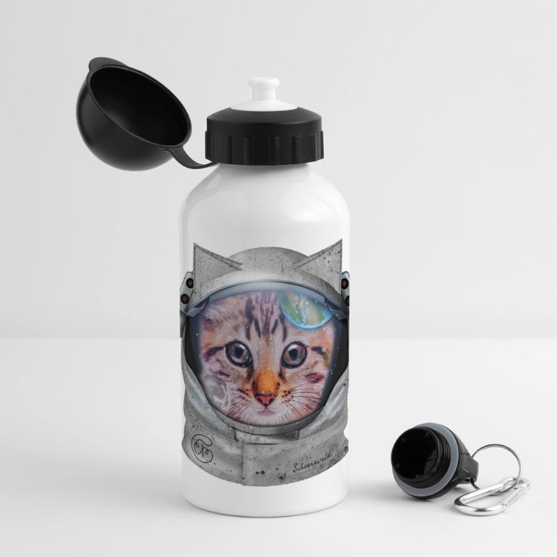 Chat dans l’espace Gourde panoramique avec couvercle 500 ml