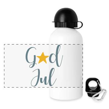 God Jul Stern Schweden skandinavische Weihnachten - Panorama Trinkflasche mit Deckel 500 ml - Weiß - Vorne