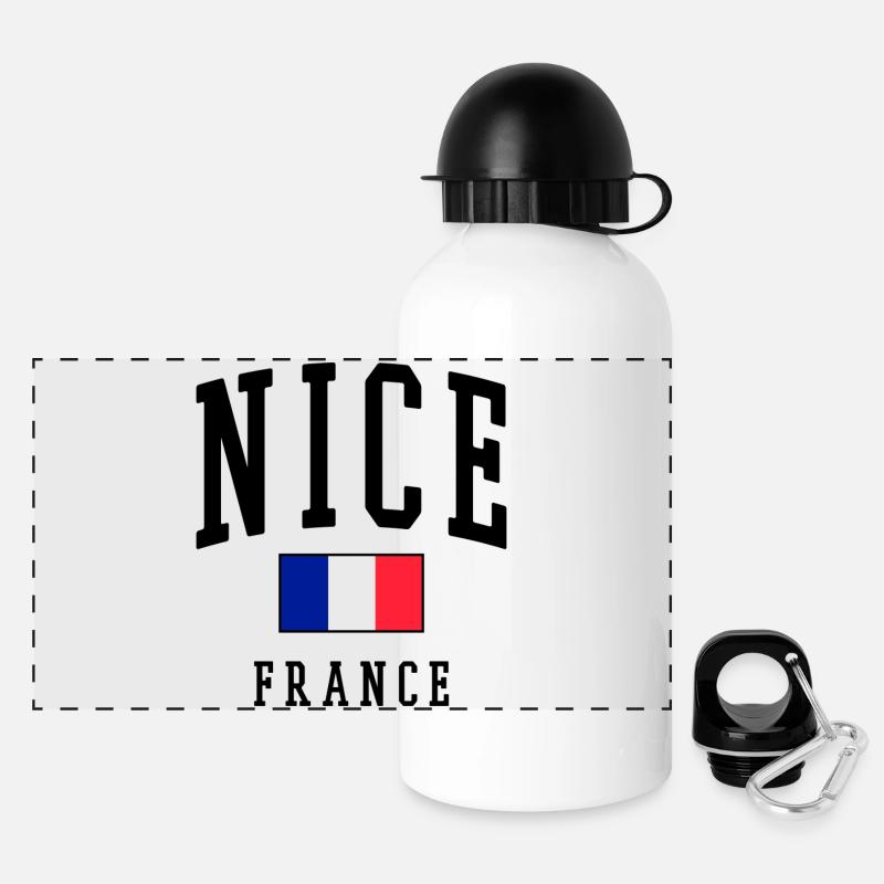 Nizza - Frankreich - Flagge - Panorama Trinkflasche mit Deckel 500 ml - Weiß