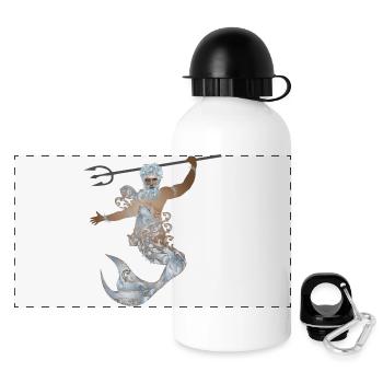 mysterious Aquarius with trident and fin - Panoramic Thermal Bottle with Lid 500 ml - white - Front