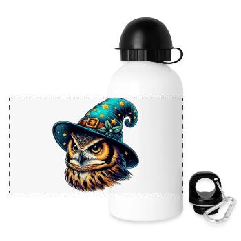 Zauberer Eule - Panorama Trinkflasche mit Deckel 500 ml - Weiß - Vorne