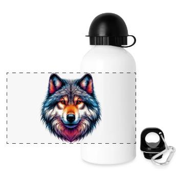 Wolf - Panorama Trinkflasche mit Deckel 500 ml - Weiß - Vorne