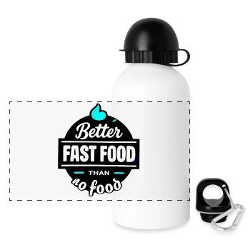 Better fast food than no food - typo - Panorama Trinkflasche mit Deckel 500 ml - Weiß - Vorne