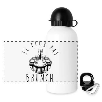 Ich kann nicht, ich brunche. - Panorama Trinkflasche mit Deckel 500 ml - Weiß - Vorne