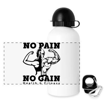 no pain no gain - Panoramic Thermal Bottle with Lid 500 ml - white - Front