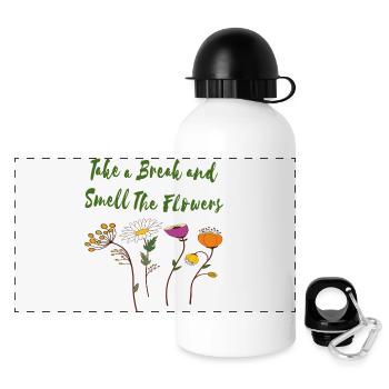 Flowers - Panorama Trinkflasche mit Deckel 500 ml - Weiß - Vorne