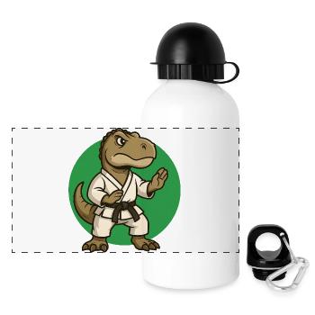 Karaté T-Rex dessin animé - Arts martiaux, Tyrannosaure - Gourde panoramique avec couvercle 500 ml - blanc - Devant