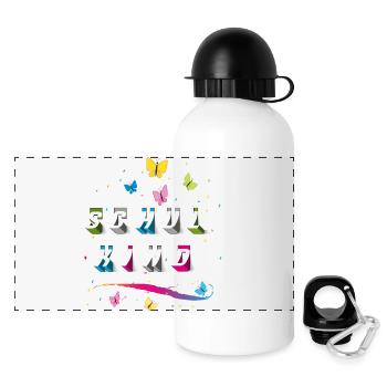 Schoolchild with butterflies - Panoramic Thermal Bottle with Lid 500 ml - white - Front