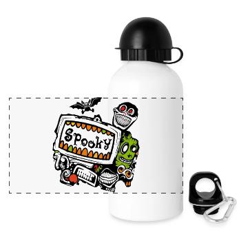 Spooky Monster Halloween - Panorama Trinkflasche mit Deckel 500 ml - Weiß - Vorne