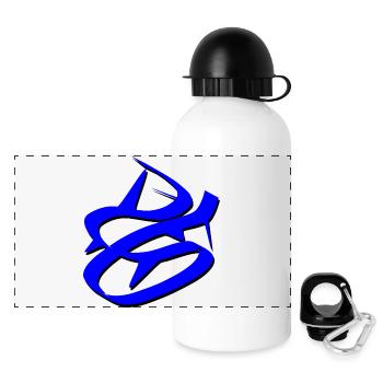 Dynamic Blue Graffiti Design - Panoramic Thermal Bottle with Lid 500 ml - white - Front
