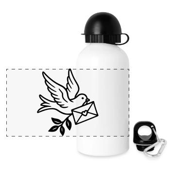 Hochzeit - Taubenbrief - Panorama Trinkflasche mit Deckel 500 ml - Weiß - Vorne