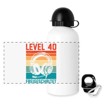 40th Birthday Men Gamer Level 40 Unlocked - Panoramic Thermal Bottle with Lid 500 ml - white - Front