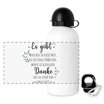 Cadeau d’adieu collègue employé merci - Gourde panoramique avec couvercle 500 ml - blanc - Devant