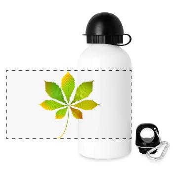 Glowing Chestnut Leaf – Autumnal Nature Motif - Panoramic Thermal Bottle with Lid 500 ml - white - Front