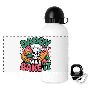 Daddy Will Bake It - Panorama Trinkflasche mit Deckel 500 ml - Weiß - Vorne
