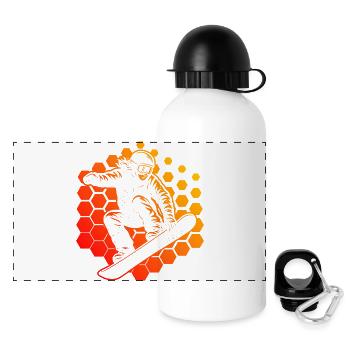Vintage Snowboard Design für Snowboard - Panorama Trinkflasche mit Deckel 500 ml - Weiß - Vorne