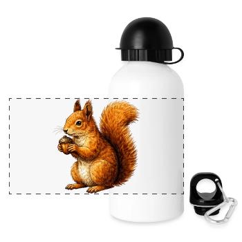Écureuil mignon avec noix – illustration d’animaux - Gourde panoramique avec couvercle 500 ml - blanc - Devant
