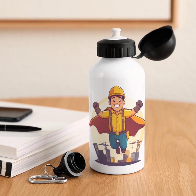 Construction Hero Superhero Construction Worker Construction Site Hero Panoramic Thermal Bottle with Lid 500 ml