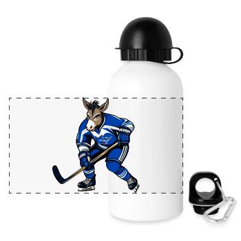 Esel Eishockeyspieler - Panorama Trinkflasche mit Deckel 500 ml - Weiß - Vorne