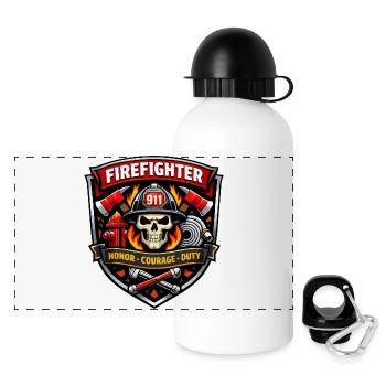 Insigne de pompier Flammes du Crâne - Gourde panoramique avec couvercle 500 ml - blanc - Devant
