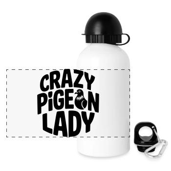 Tauben-Liebhaberin: Crazy Pigeon Lady - Panorama Trinkflasche mit Deckel 500 ml - Weiß - Vorne