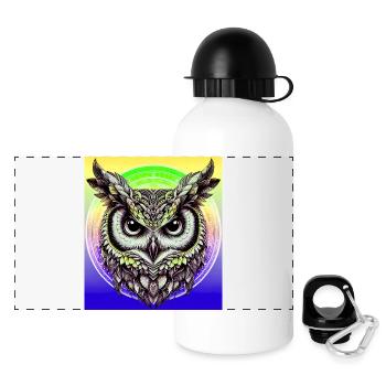 Eule - Panorama Trinkflasche mit Deckel 500 ml - Weiß - Vorne