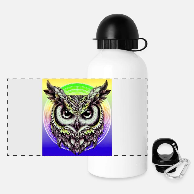 hibou - Gourde panoramique avec couvercle 500 ml - blanc
