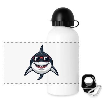 Shark Hipster Rote Brille - Panorama Trinkflasche mit Deckel 500 ml - Weiß - Vorne
