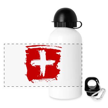 SCHWEIZ SWISS SWITZERLAND EUROPA SPORT FAN - Panorama Trinkflasche mit Deckel 500 ml - Weiß - Vorne