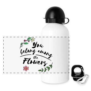 Flowers - Panorama Trinkflasche mit Deckel 500 ml - Weiß - Vorne